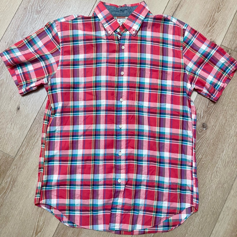 J. Crew Plaid Short Sleeve Button Down Men’s Medium